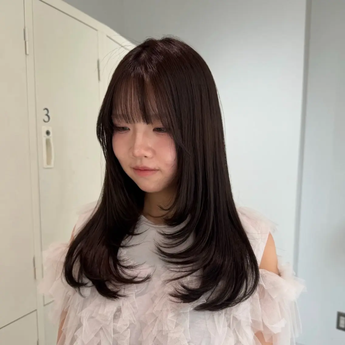 ロング カラー ベージュカラー オリーブベージュ カット ヘアカラー トリートメント EIGHT 樹梨 /韓国ヘア🇰🇷のヘアスタイル