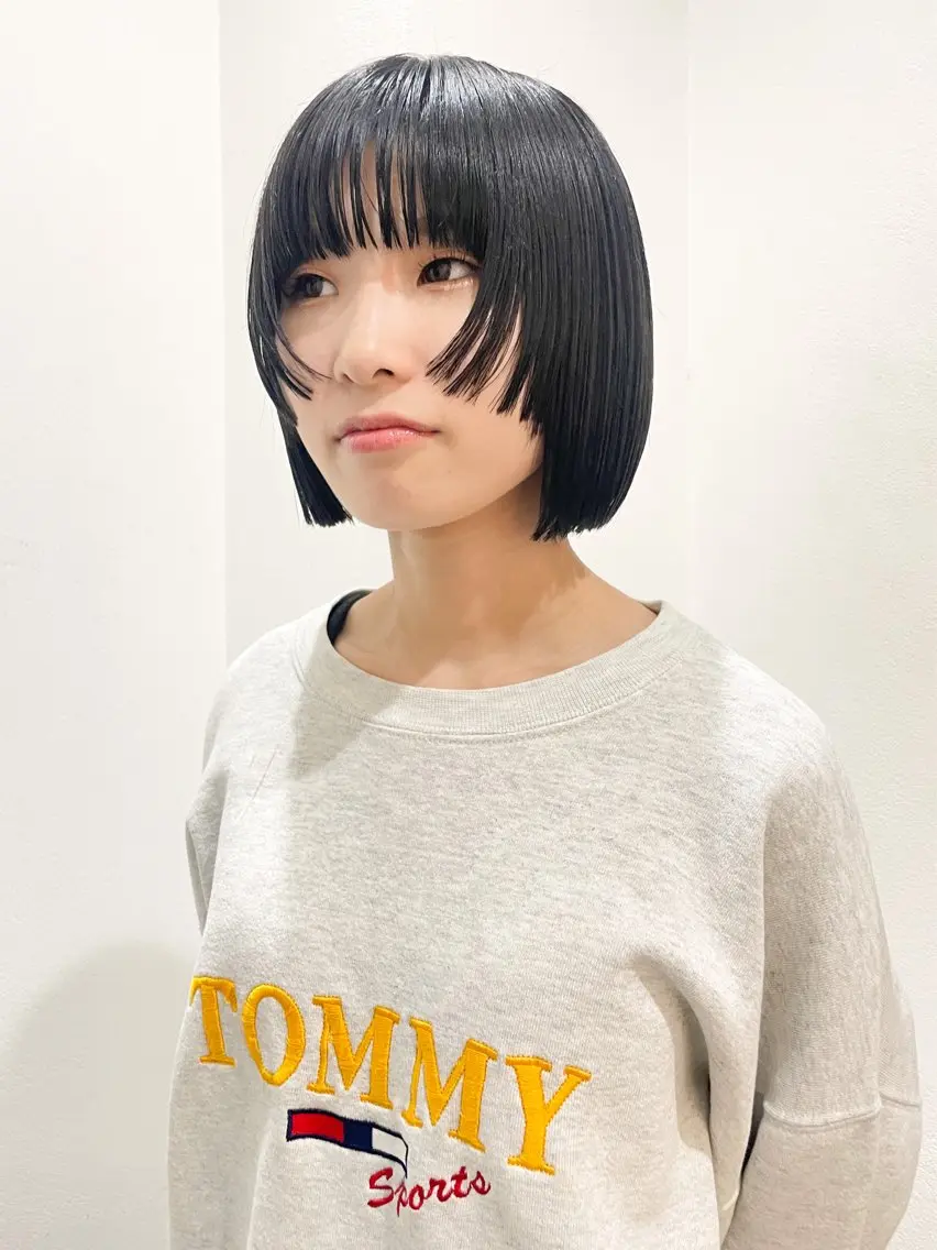 ショート カラー ボブ 顔まわりレイヤー レイヤーカット HIBIKI/原宿 ハッシュカット🪄のヘアスタイル