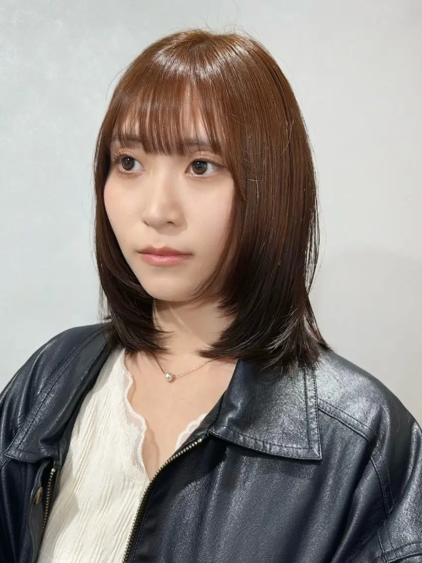 ミディアム カラー ミディアムレイヤー レイヤーカット カット ヘアカラー 池袋/小顔レイヤー/ 顔まわり/taigaのヘアスタイル