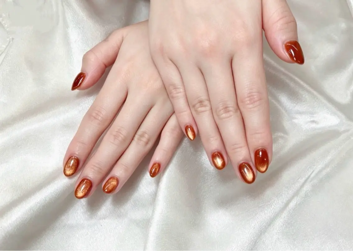 ネイル ブラウン ラメ(グリッター) マグネットネイル ワンカラーネイル ハンドネイル Noa Nail ゆえのネイルデザイン