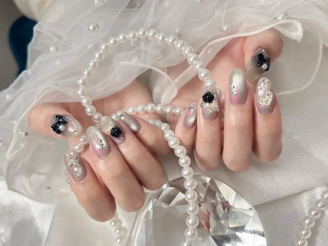 ネイル マグネットネイル ハンドネイル bijou nails 蓮のネイルデザイン