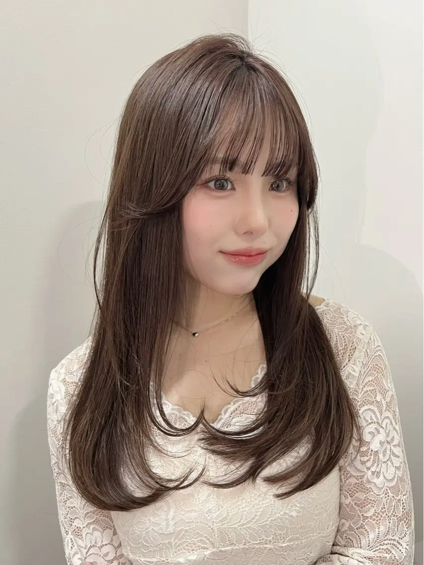 ロング カラー カット ヘアカラー トリートメント 興津/韓国レイヤー ダブルカラー美髪縮毛のヘアスタイル