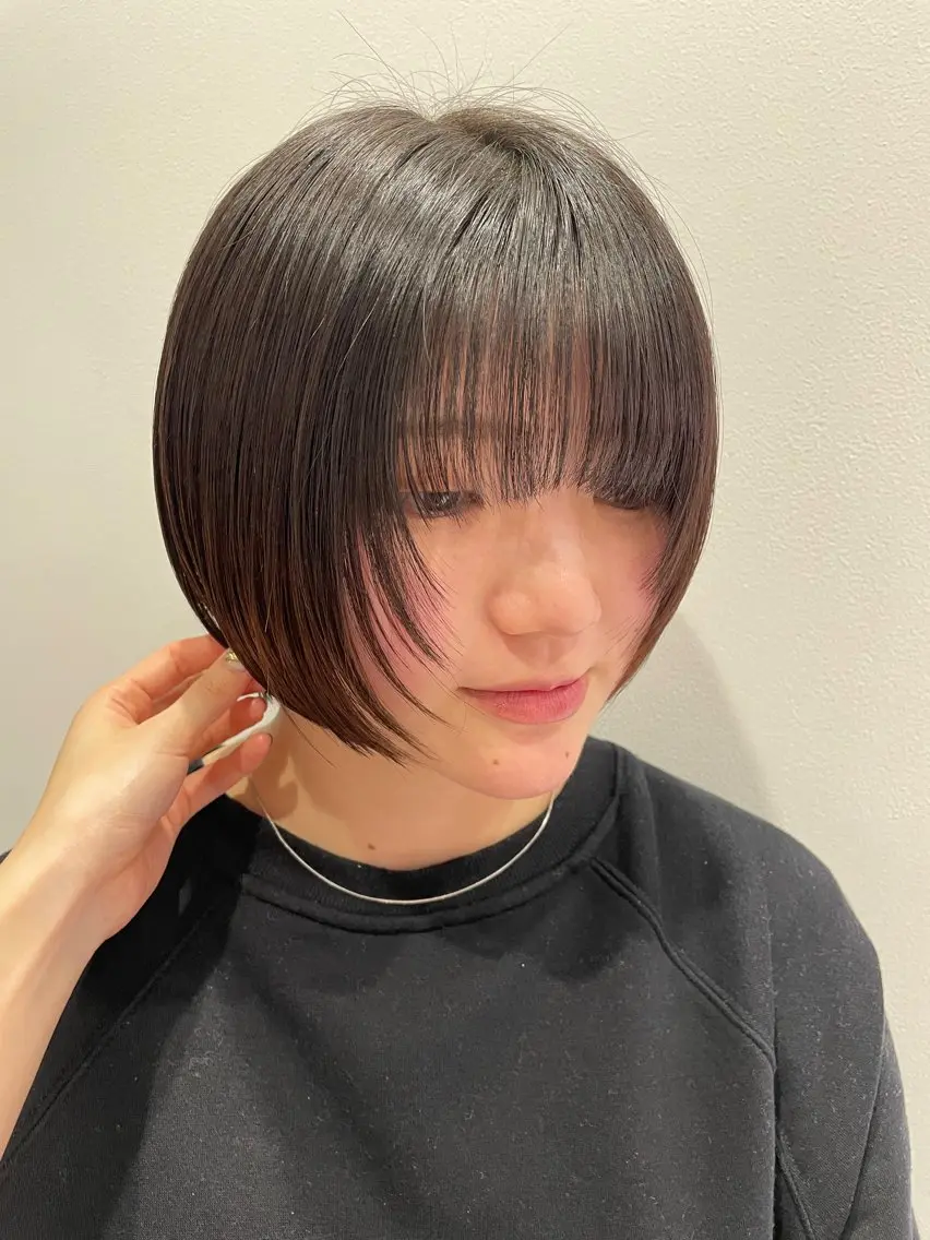 ショート 顔周りカット レイヤーカット 小顔カット カット トリートメント SAYAKA 🍒／ボブ／暖色のヘアスタイル
