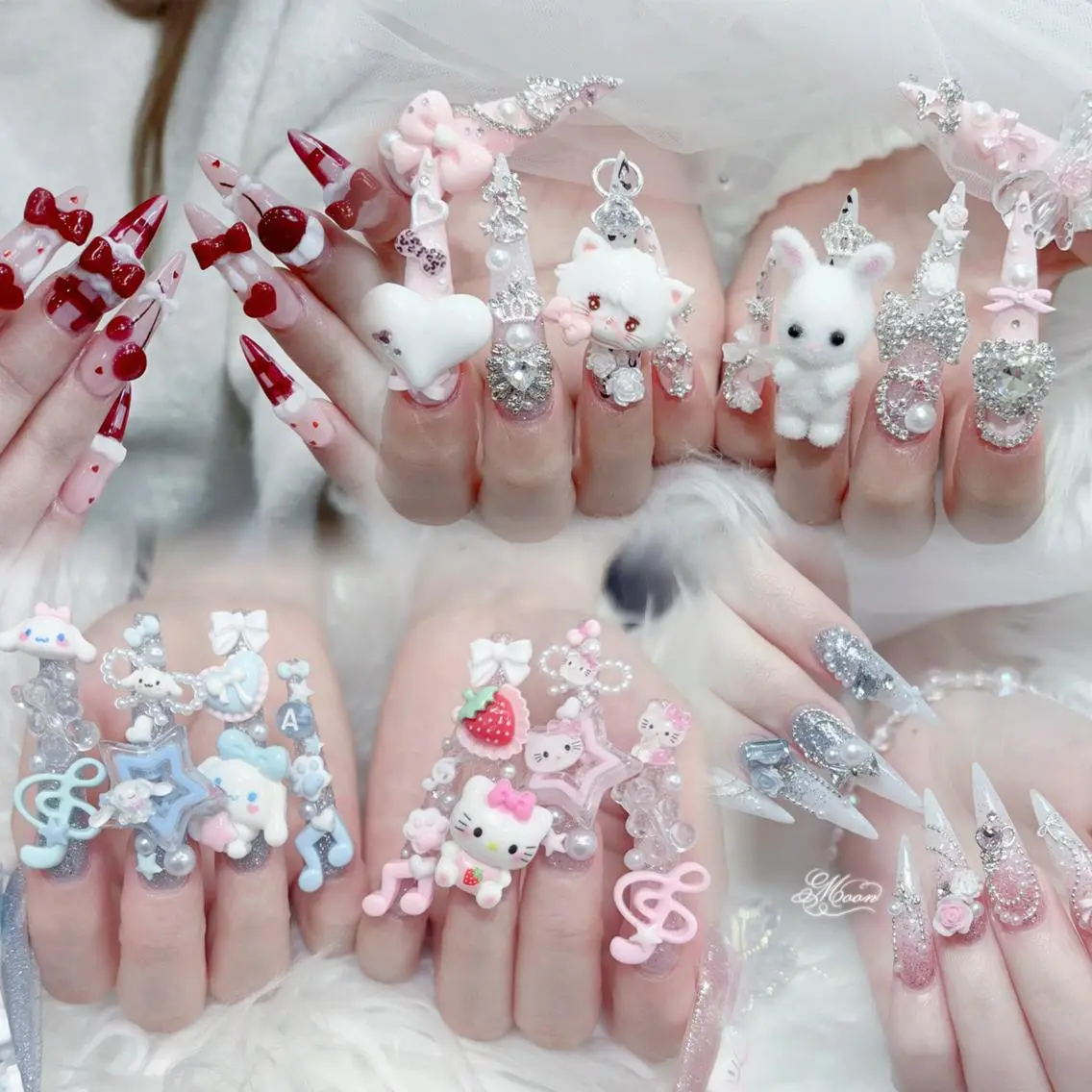 ネイル チークネイル 長さ出し キラキラネイル 韓国ネイル ロングネイル KTNail 🎀 長さ出し専門店のネイルデザイン