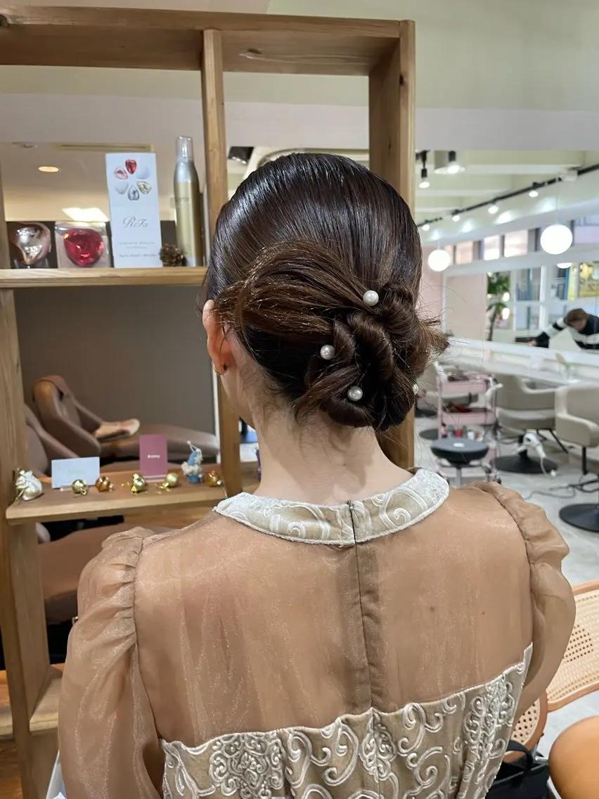 セミロング ヘアアレンジ ヘアセット 韓国風パーマ/ヘア セット/店長みづきのヘアスタイル