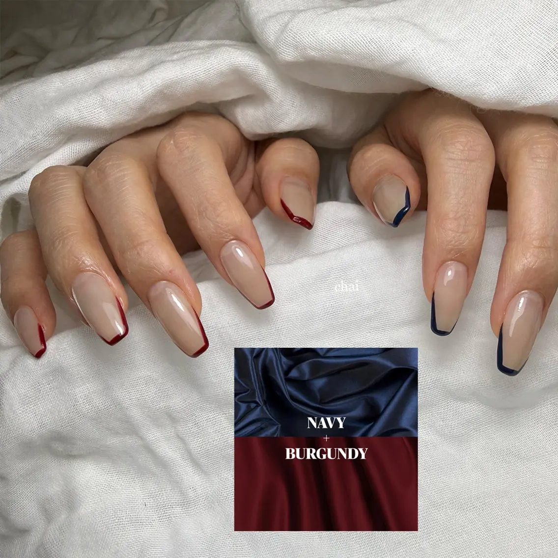 ネイル フレンチネイル マグネットネイル ハンドネイル chai nail + eye📍鶴橋のネイルデザイン
