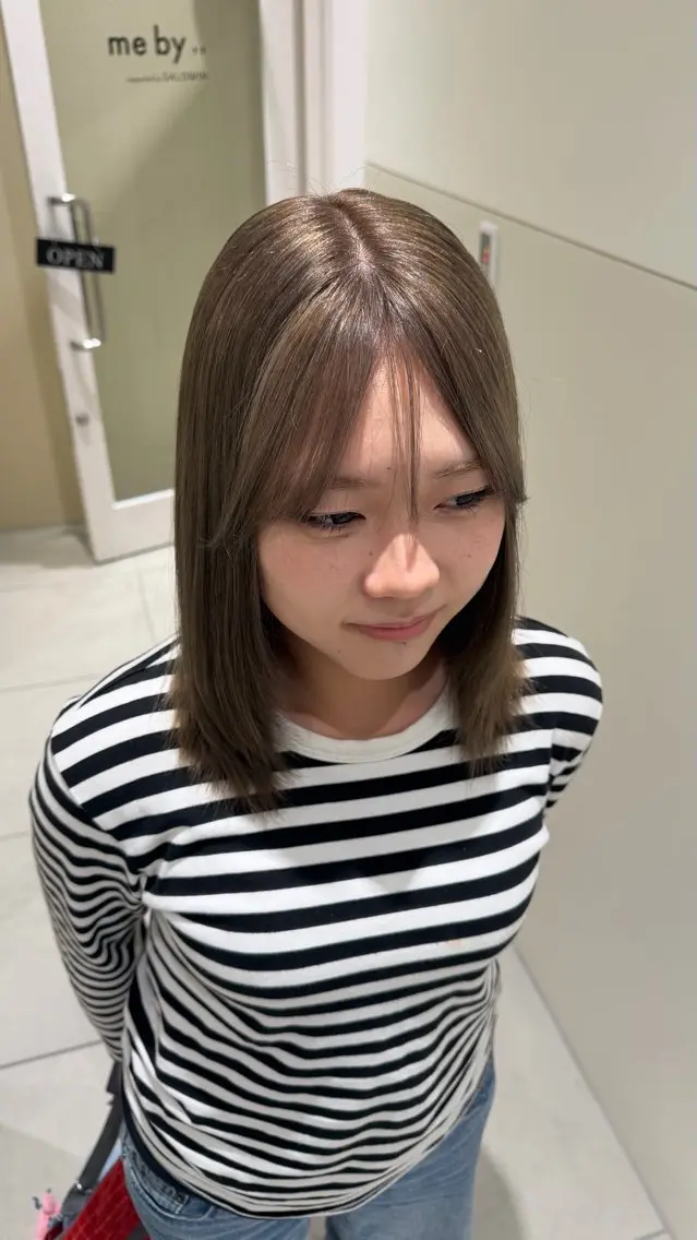 ミディアム カラー ヘアカラー トリートメント 茉桜 ブリーチ /天神美容室☆꙳✧˖のヘアスタイル