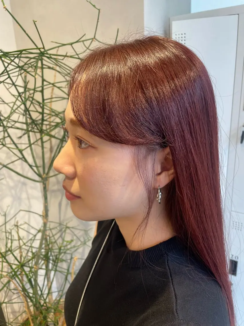 ロング カラー パーマ レッドカラー 透明感カラー✨艶髪 制作🌱山根あゆみのヘアスタイル