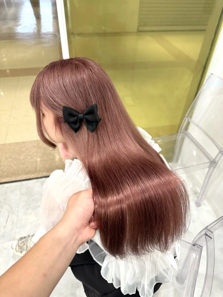 セミロング カラー ベージュカラー ピンクカラー ピンクベージュ カット ヘアカラー トリートメント 渋谷/透明感カラー /半個室/こうめいのヘアスタイル