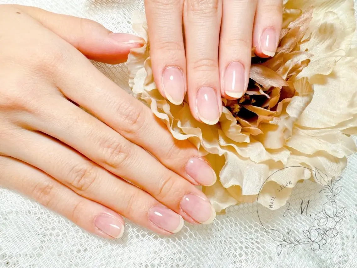自爪育成🍀【ルミナジェル使用】ナチュラル自爪風ネイル🌷の写真