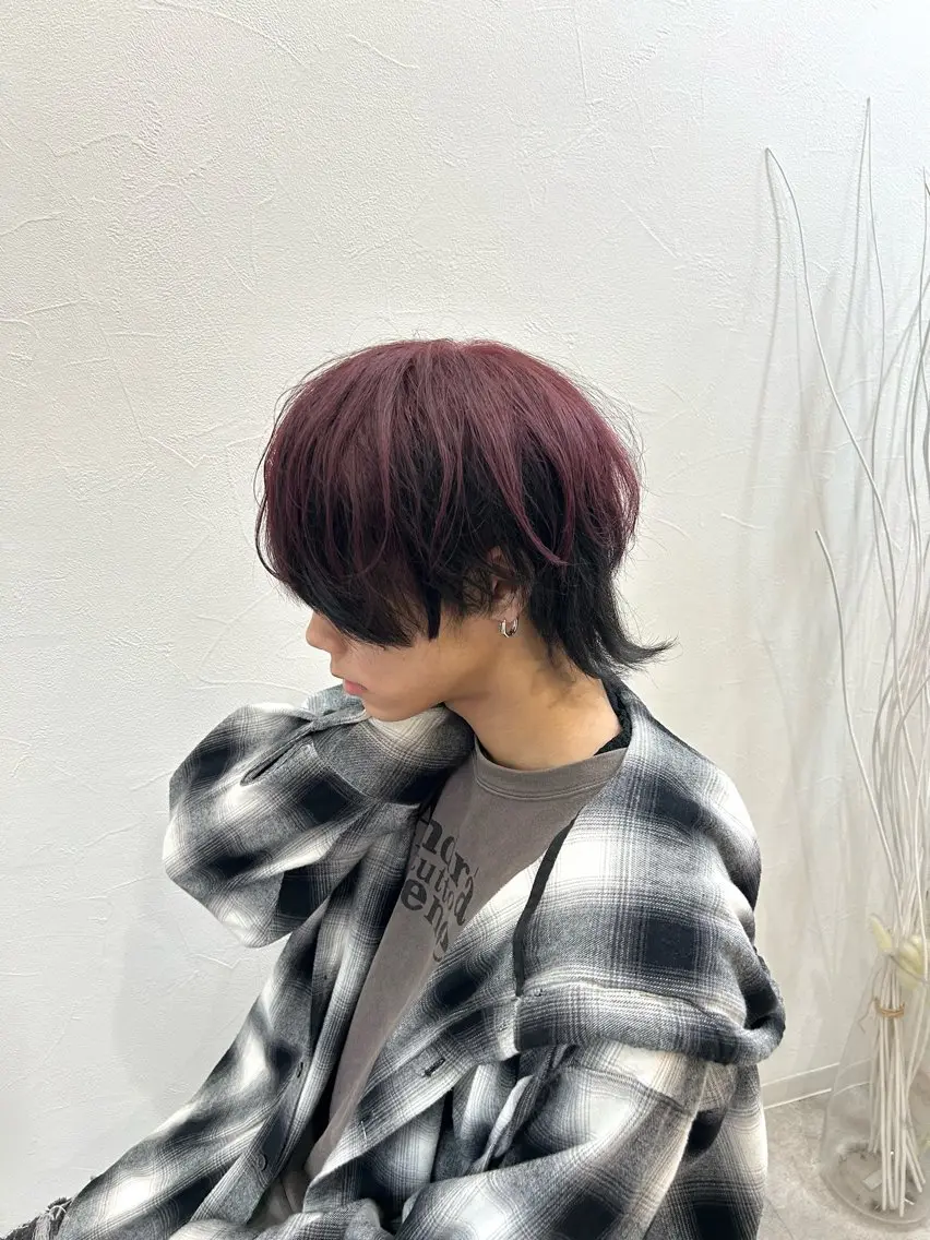 メンズ メンズデザインカット メンズウルフカット ウルフカット カット ヘアカラー ⚡️下園あゆむ⚡️ レイヤーウルフ/韓国のヘアスタイル