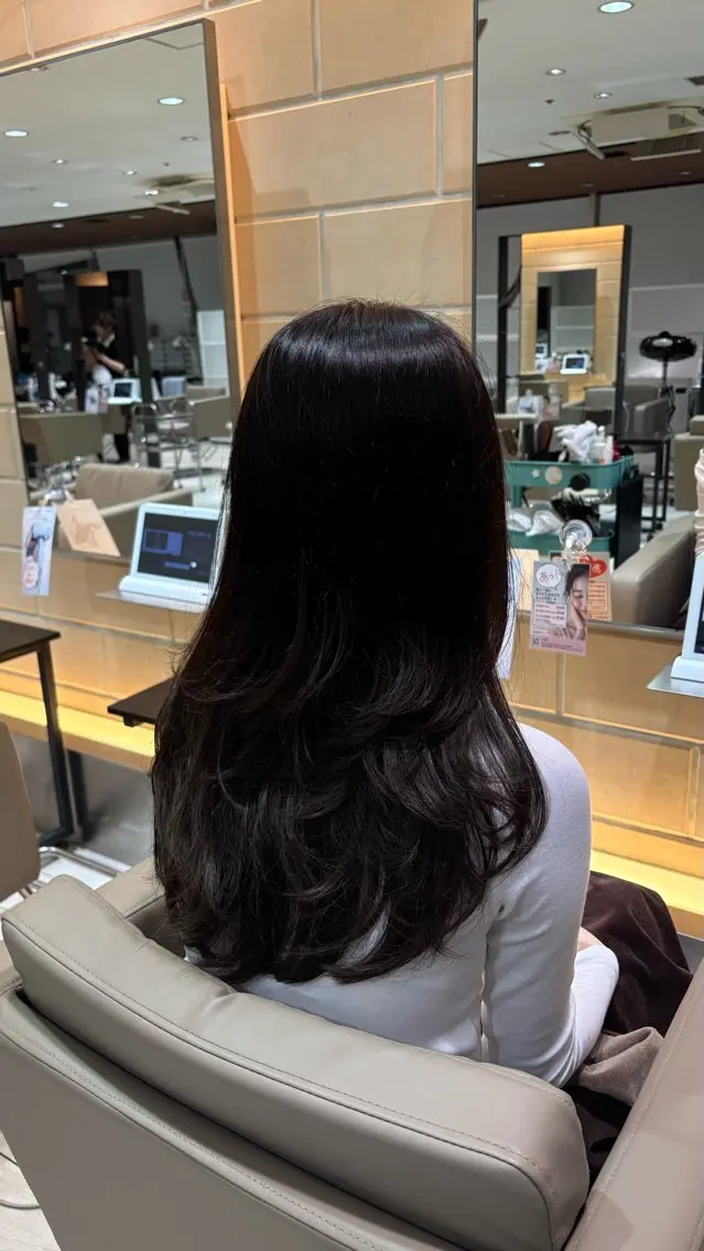 ロング ハイレイヤー レイヤーカット カット ヘアカラー トリートメント 土田 アキナのヘアスタイル