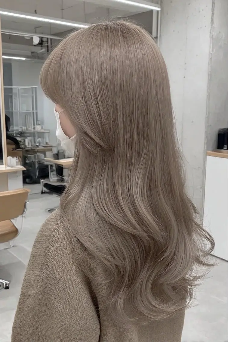 ロング カラー ヘアカラー 縮毛矯正 ハイトーンカラー が絶対可愛い✨泰聖✨のヘアスタイル