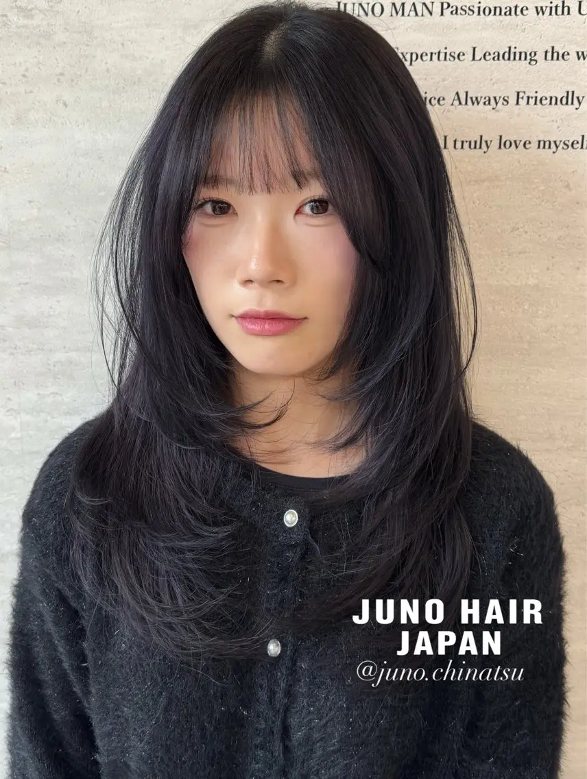 ロング カラー ヘアアレンジ カット ヘアカラー トリートメント 韓国レイヤーカット/ 儚げカラーチナツのヘアスタイル