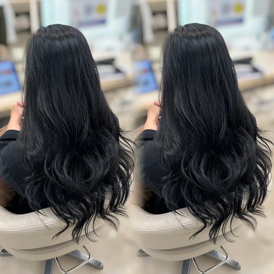 ロング カラー くびれヘア レイヤーカット カット ヘアカラー ベージュ/つや/ レイヤー/ゆいなのヘアスタイル