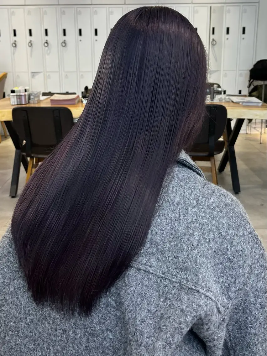 ロング カラー ヘアカラー 縮毛矯正 センターパート/カラ ーメッシュ📍ﾕﾘのヘアスタイル