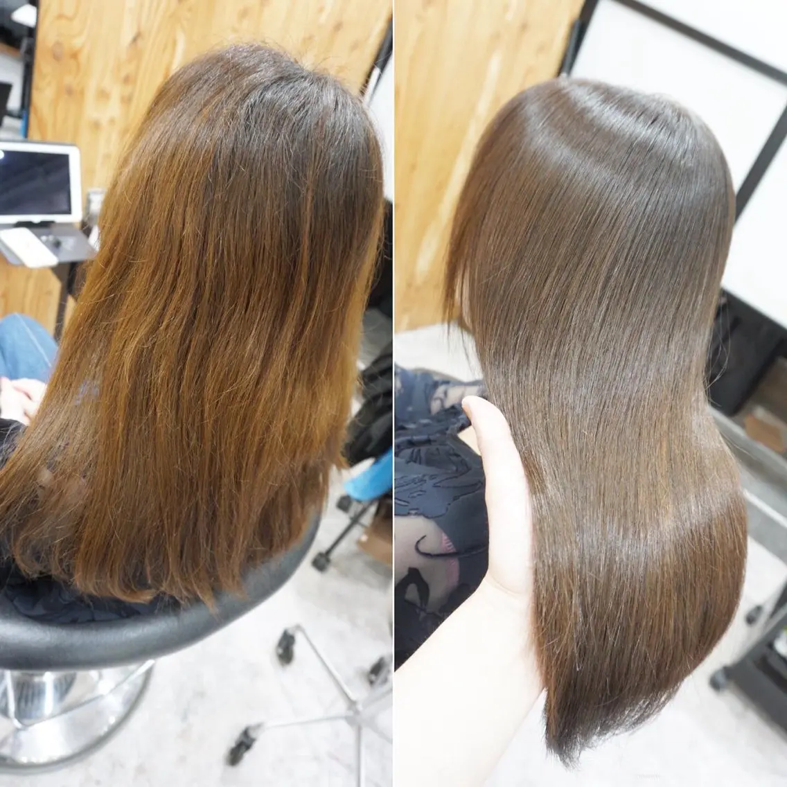 セミロング 髪質改善 縮毛矯正 カット ヘアカラー 縮毛矯正 トリートメント hair teria ryu 大塚のヘアスタイル