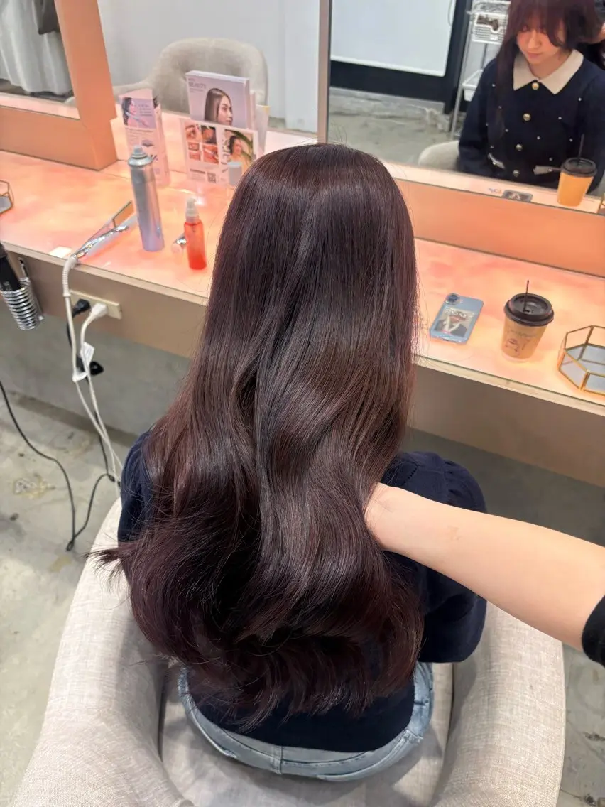 ロング カラー ブラウンカラー ピンクカラー ピンクブラウン Miu 名古屋カット ミディアム/ピンク髪のヘアスタイル