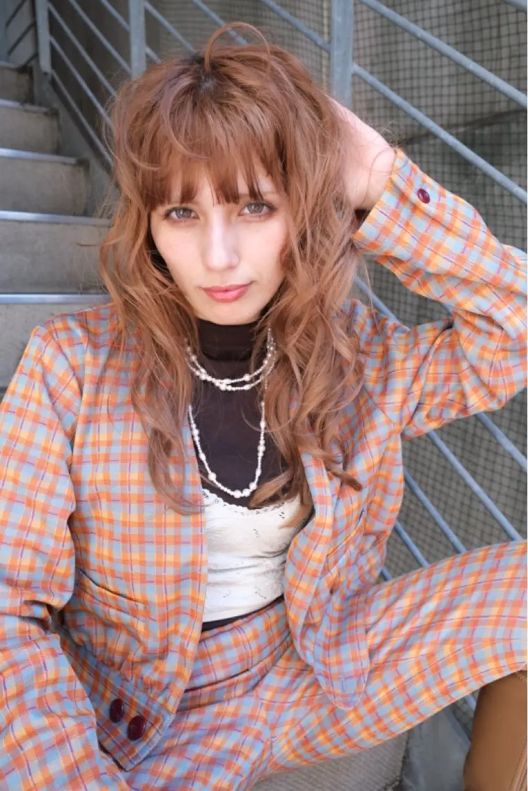 セミロング ヘアカラー ness／rina ／透明感カラーのヘアスタイル
