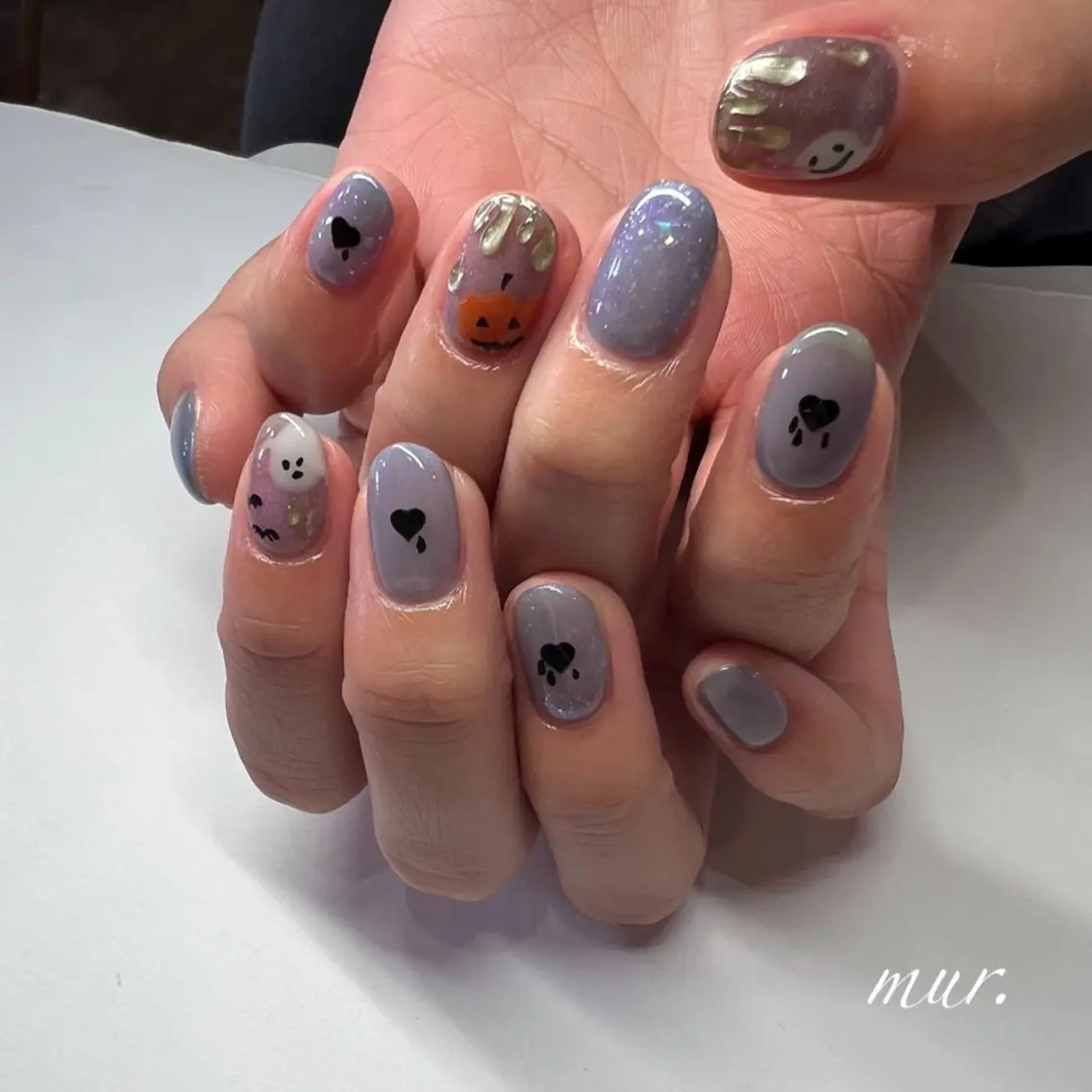 ネイル アートネイル ジェルネイル ハロウィン ラメ(グリッター) ワンカラーネイル nailsalon mur.のネイルデザイン