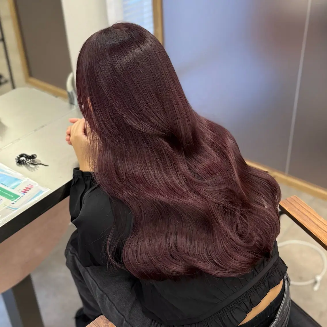ロング カラー ブリーチ ダブルカラー ラベンダーカラー ブリーチなしカラー ピンクカラー ヘアカラー Rui/博多/透明感 カラー/レイヤーのヘアスタイル