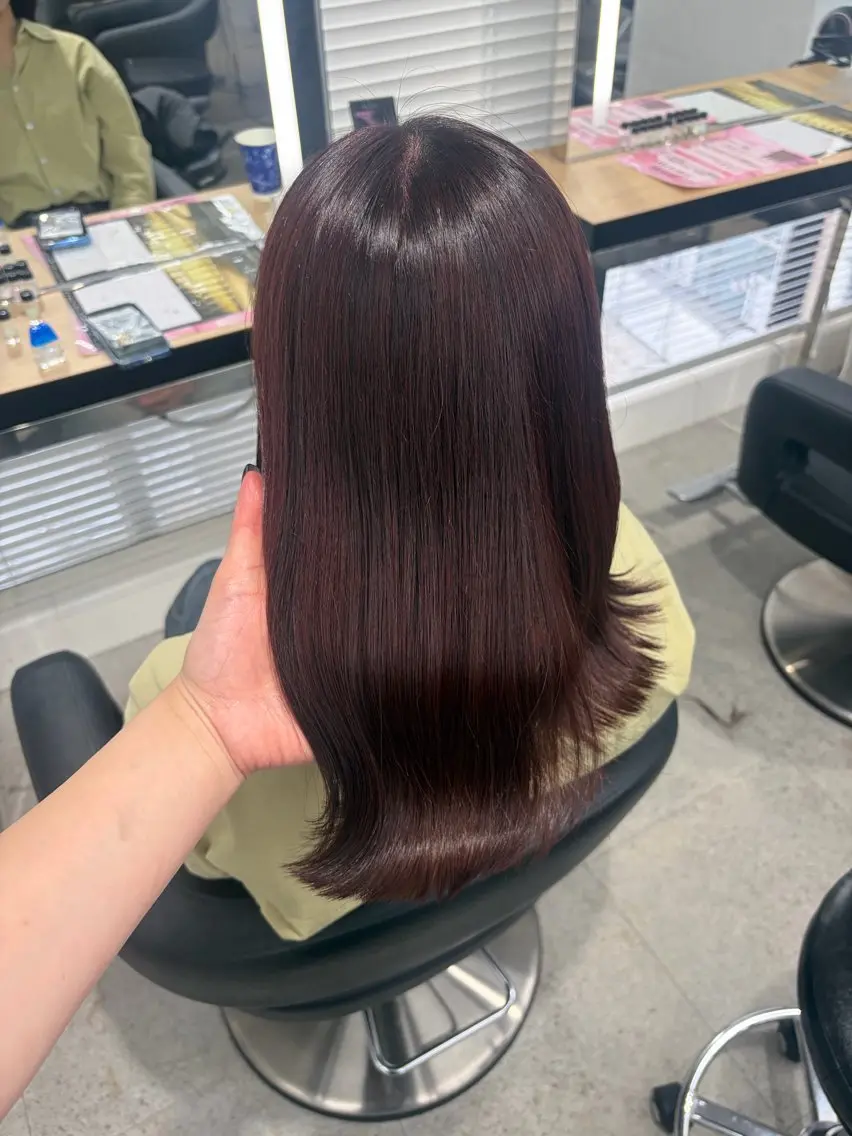 ロング カラー ブリーチ 髪質改善 トリートメント ヘアカラー 💗愛され暖色💗 ピンク/レッド💗のヘアスタイル