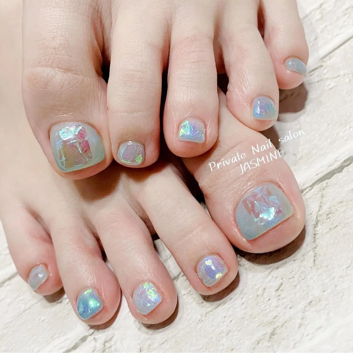 ネイル オーロラネイル フットネイル Nail salon JASMINEのネイルデザイン