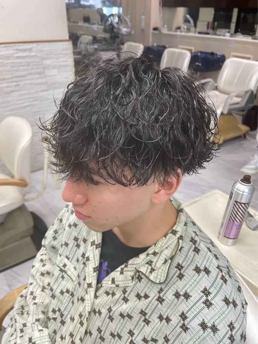 ショート パーマ メンズ マッシュ メンズパーマ 波巻きパーマ デート 🍒KUMAGAI 🍒のヘアスタイル