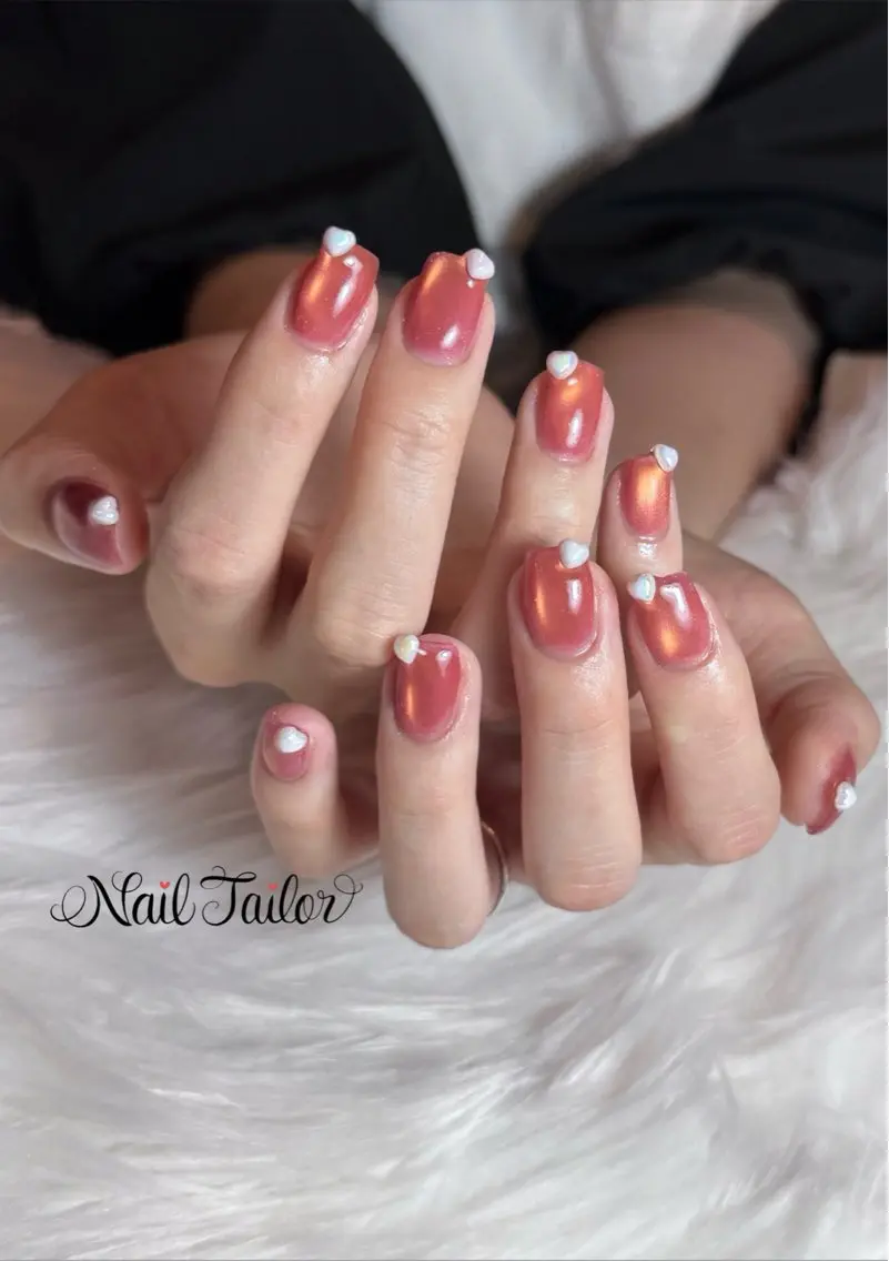 ネイル ハート マグネットネイル 持ち込み ショートネイル スクエアネイル ハンドネイル NailTailor ネイルテイラーのネイルデザイン