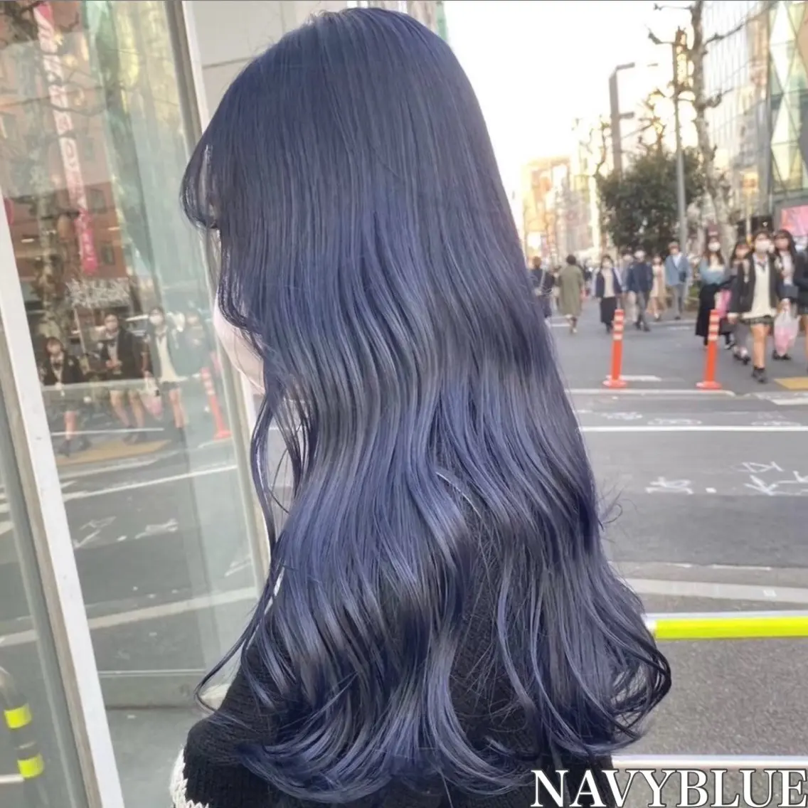 セミロング カラー ヘアアレンジ ブルーカラー ネイビーカラー 🫧モテる💗ダメー ジレスハイトーン🫧のヘアスタイル