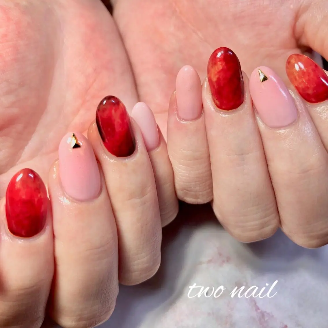 ネイル フットネイル ハート 赤色 two nailのネイルデザイン