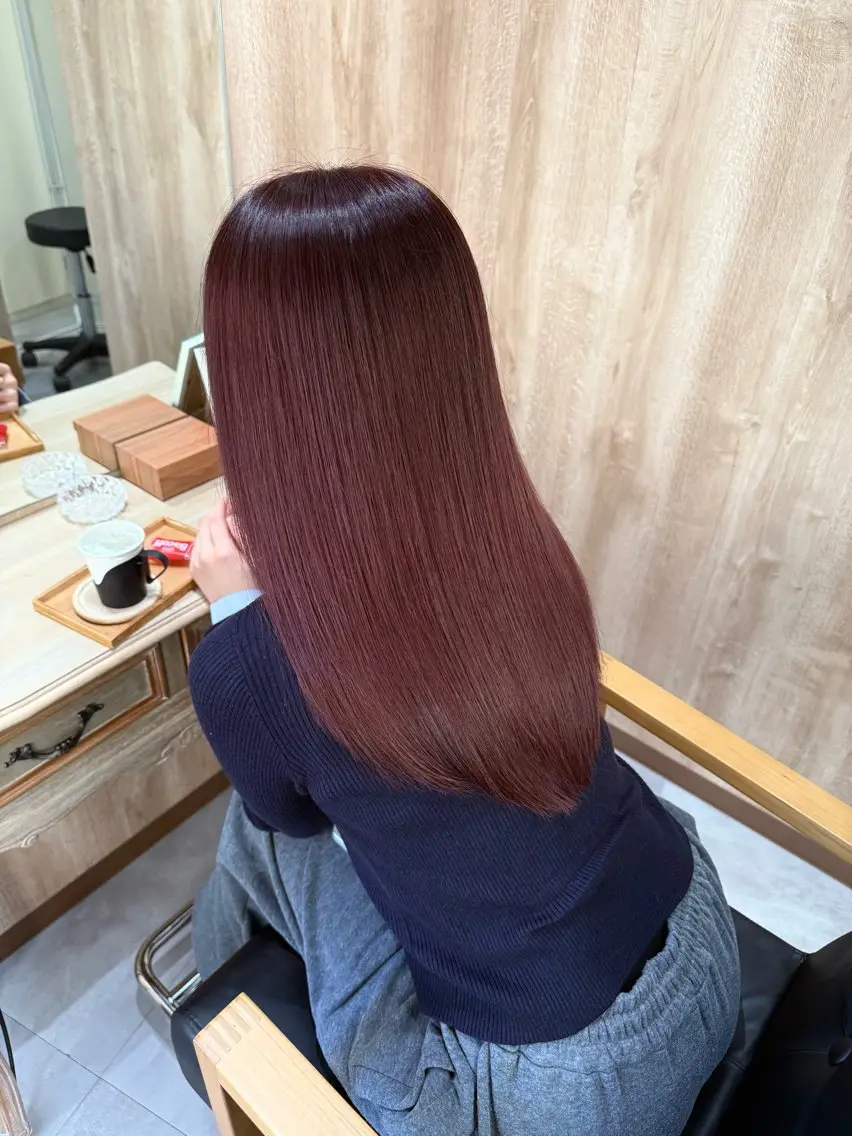 セミロング カラー ピンクカラー バイオレットカラー 髪質改善 ヘアカラー トリートメント 髪質改善＊韓国ヘア＊ レイヤー＊IBUKIのヘアスタイル