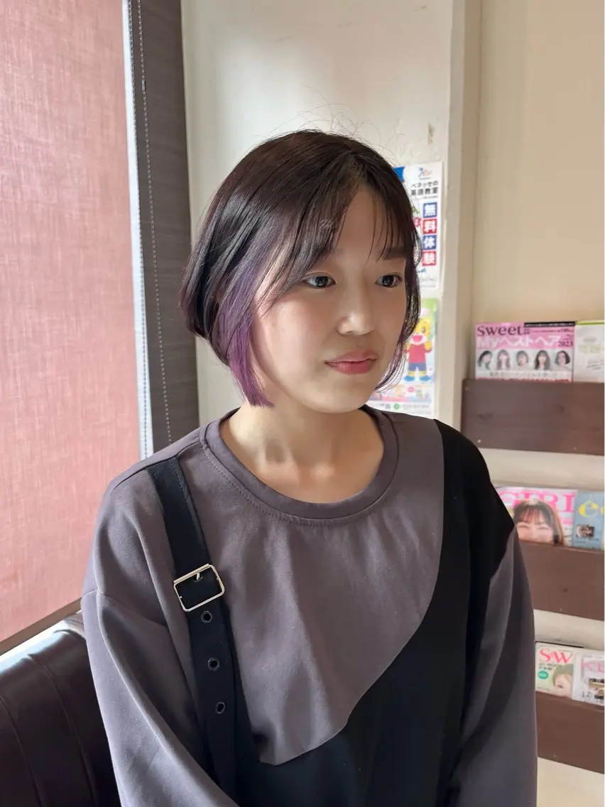ショート カラー アッシュ ブリーチ グラデーションカラー インナーカラー ラベンダーカラー ヘアカラー 小野 友暉のヘアスタイル