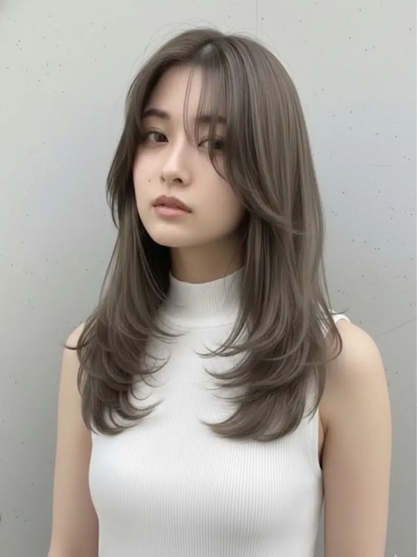 セミロング カラー レイヤーカット 🉐渋谷・ブリーチ ⭐️縮毛モデル🉐のヘアスタイル