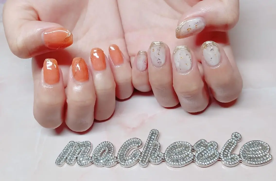 ネイル 大理石ネイル(マーブル) ホワイト ハンドネイル Nail Salon macherieのネイルデザイン