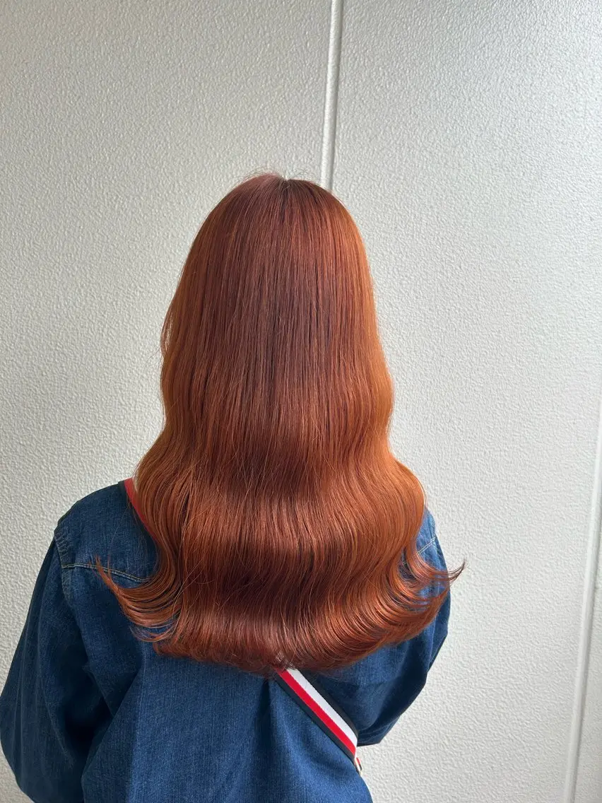 ロング カラー ヘアアレンジ オレンジ 《暖色/韓国hair 》🇰🇷桑原ユキネのヘアスタイル