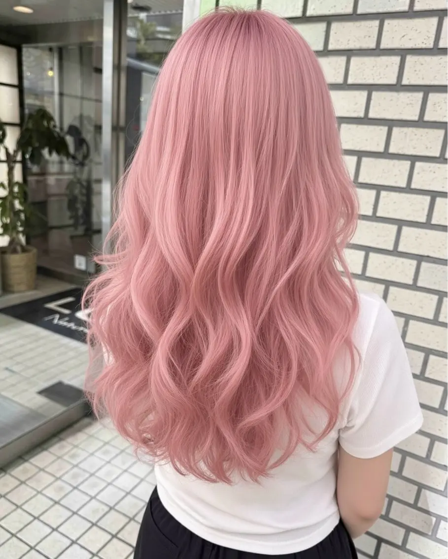 ロング カラー パーマ ヘアアレンジ ベージュカラー ケアカラー デザインカラー ハイトーンカラー ピンクカラー カット ヘアカラー ハイトーン特化🤍 浦住のヘアスタイル