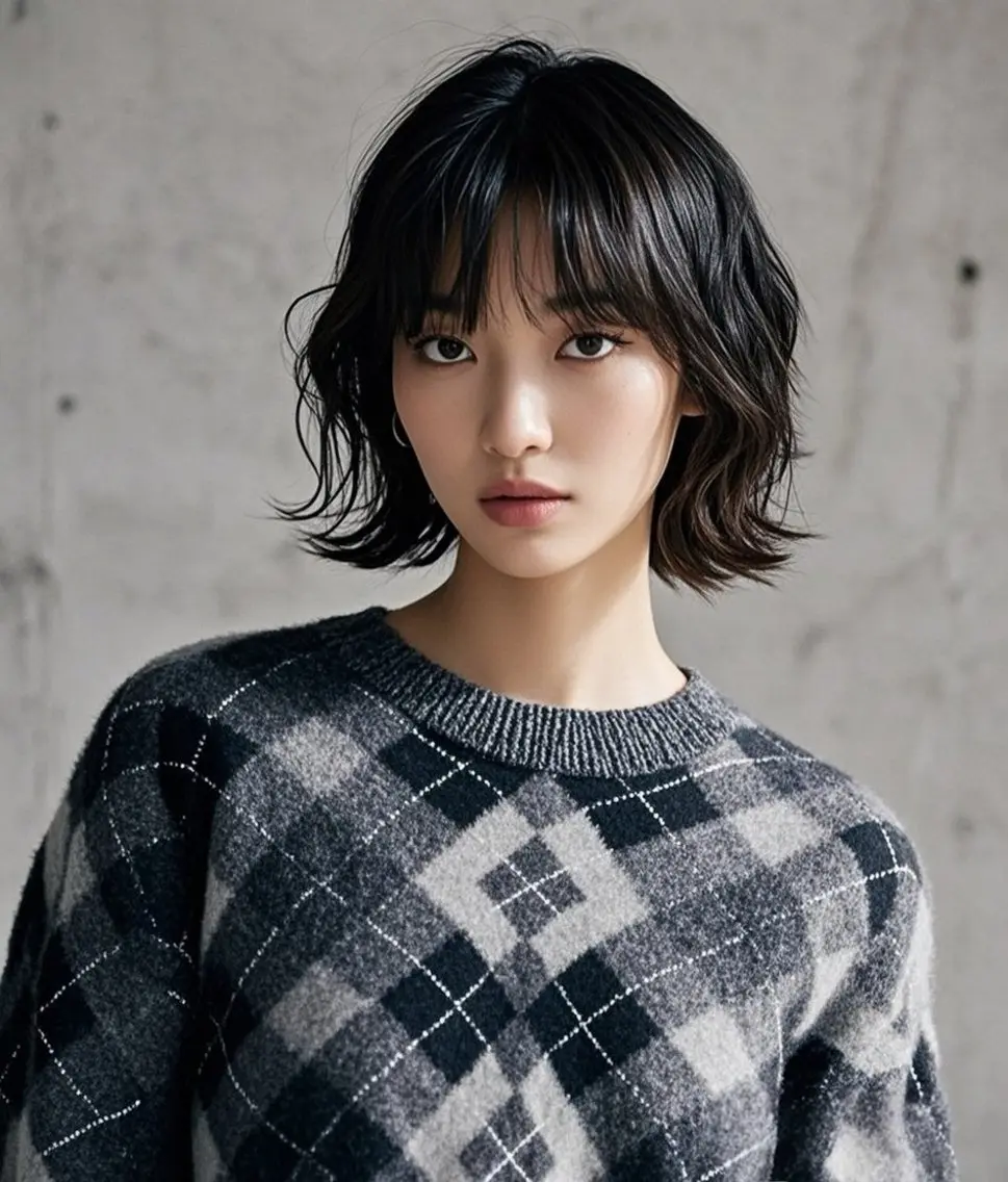 ミディアム ショートボブ ミディアムレイヤー ミディアムパーマ アッシュ ボブ カット ヘアカラー ウルフカット 811 大阪梅田 ウルフのヘアスタイル