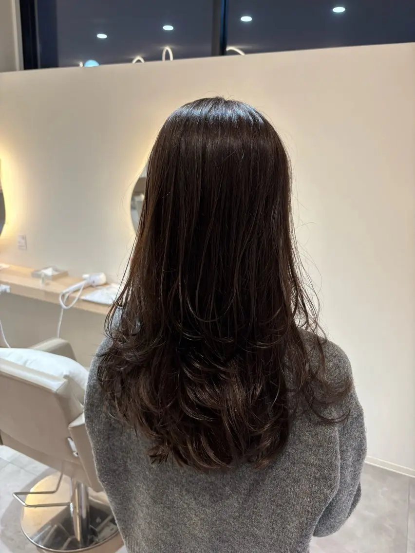 ロング カラー ブリーチ グレージュ ブリーチなしカラー レイヤーカット カット ヘアカラー レイヤー/透明感/髪 質改善/メンズ/佐藤のヘアスタイル