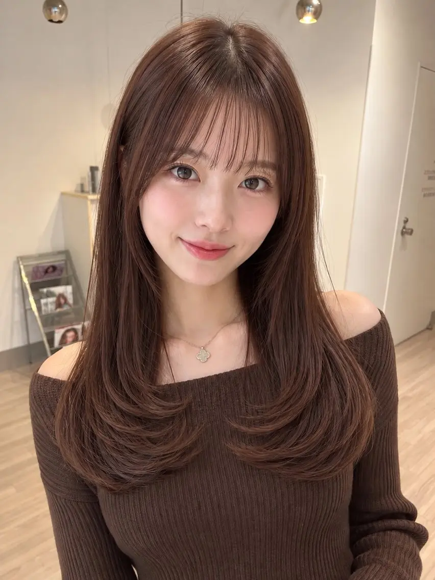 セミロング カラー レイヤーカット カット ヘアカラー トリートメント 髪質改善🤍艶髪/ 銀座/Makoのヘアスタイル