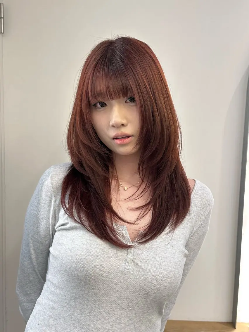 ロング カット ヘアカラー トリートメント 美髪矯正💎副店長 💎ミツキのヘアスタイル