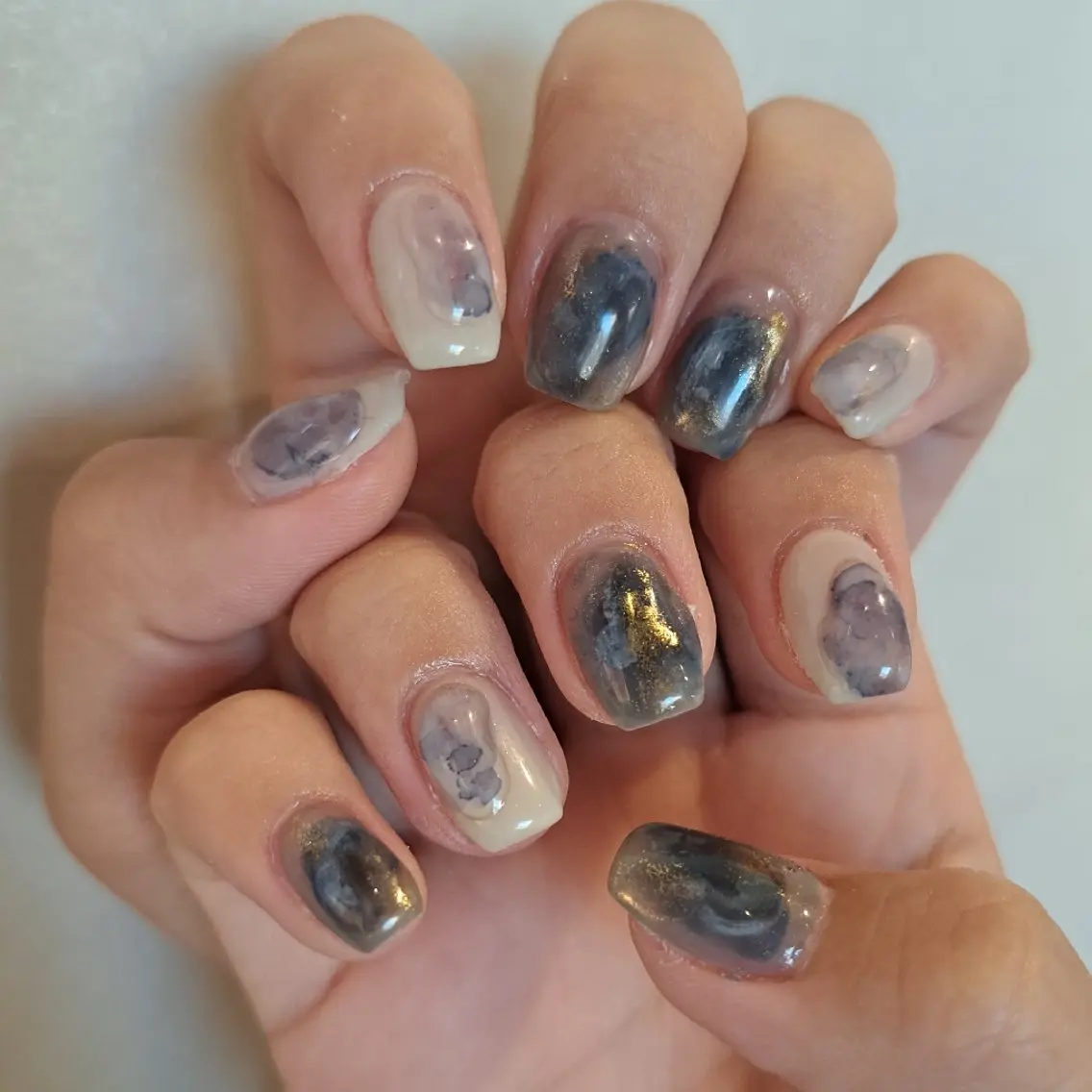 ネイル アートネイル ブルー ジェルネイル 持ち込み ニュアンスネイル ハンドネイル Nail mood デザイン持ち込みokのネイルデザイン