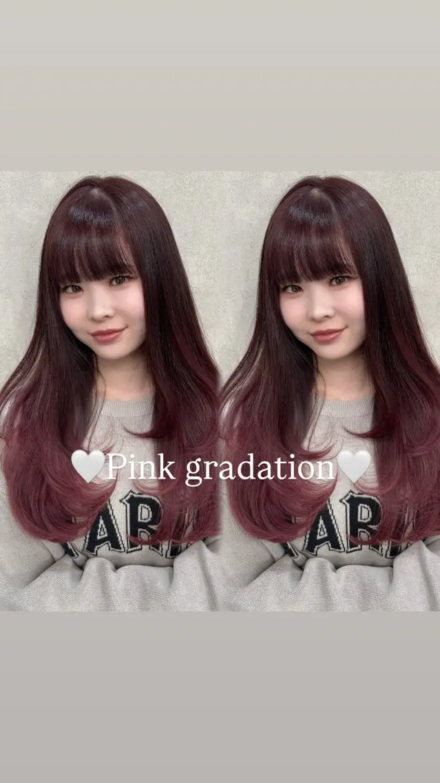 ロング カラー ブリーチ グラデーションカラー ピンクカラー Rin♡透明感ピンク 🎀白肌ラベンダーのヘアスタイル