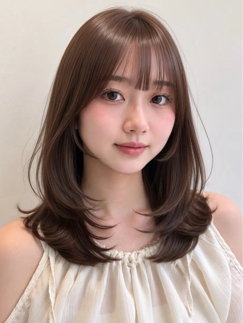 セミロング カット ヘアカラー 似合わせカット ×大阪心斎橋/みゅーのヘアスタイル