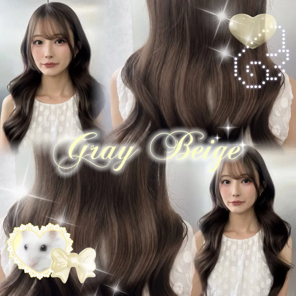 カラー ブリーチ ダブルカラー グレージュ ブリーチなしカラー ヘアカラー レイヤー/トレンド カラー/yuukaのヘアスタイル