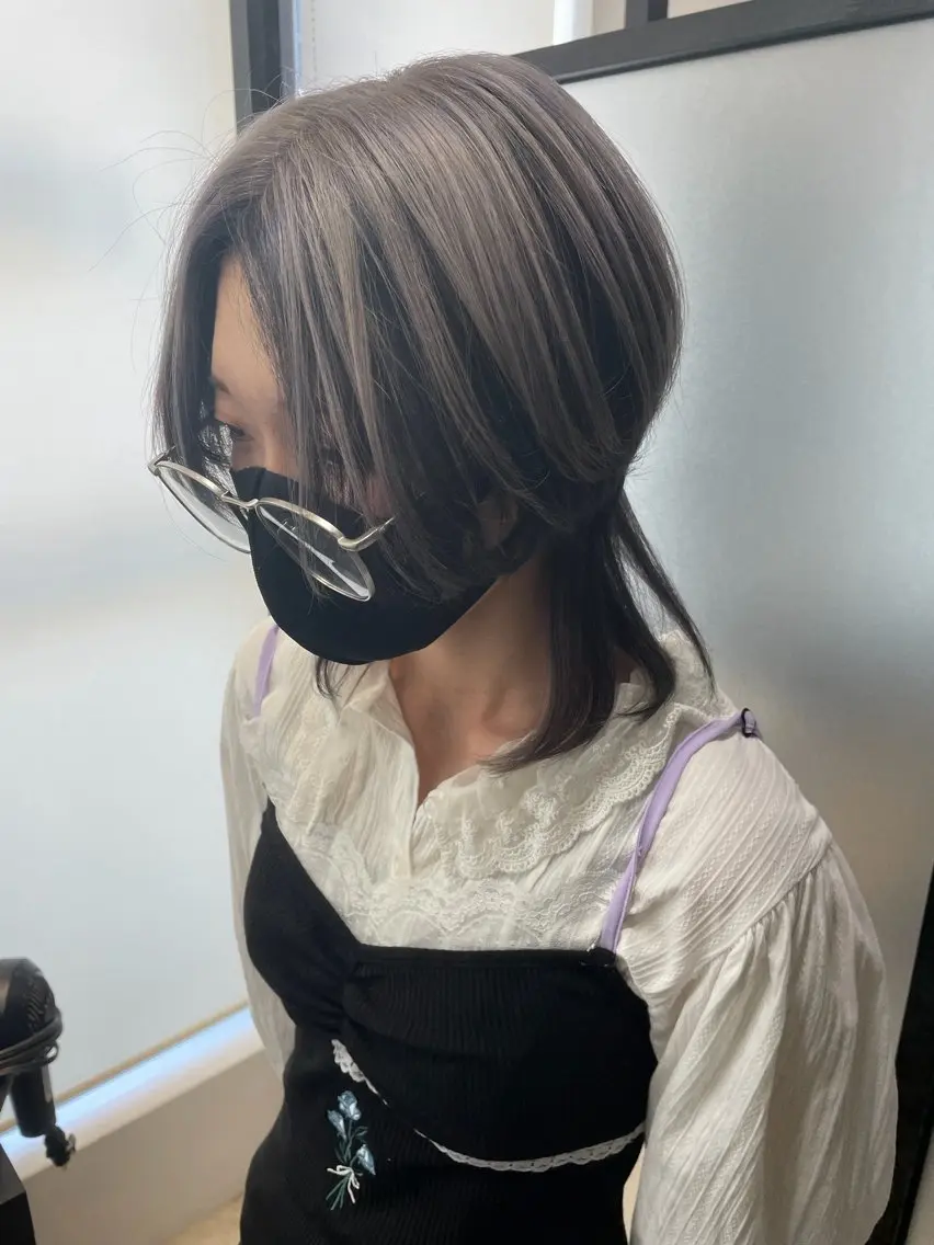 ミディアム 顔まわりレイヤー 顔周りカット 髪質改善 韓国風ヘア レイヤーカット カット ヘアカラー イチマル サトルのヘアスタイル