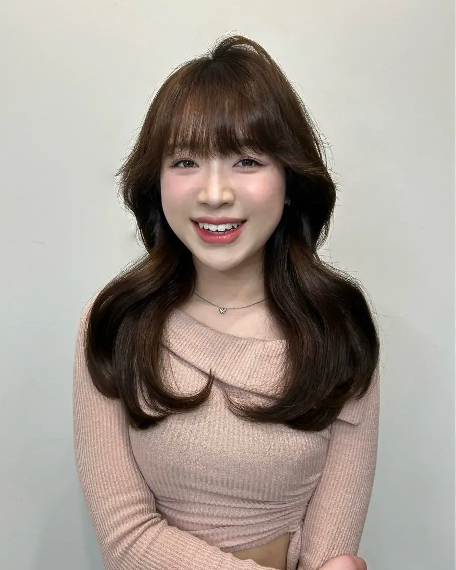 セミロング カラー 顔周りカット 韓国風ヘア カット ヘアカラー トリートメント 韓国ヘア/レイヤー Lily Wongのヘアスタイル