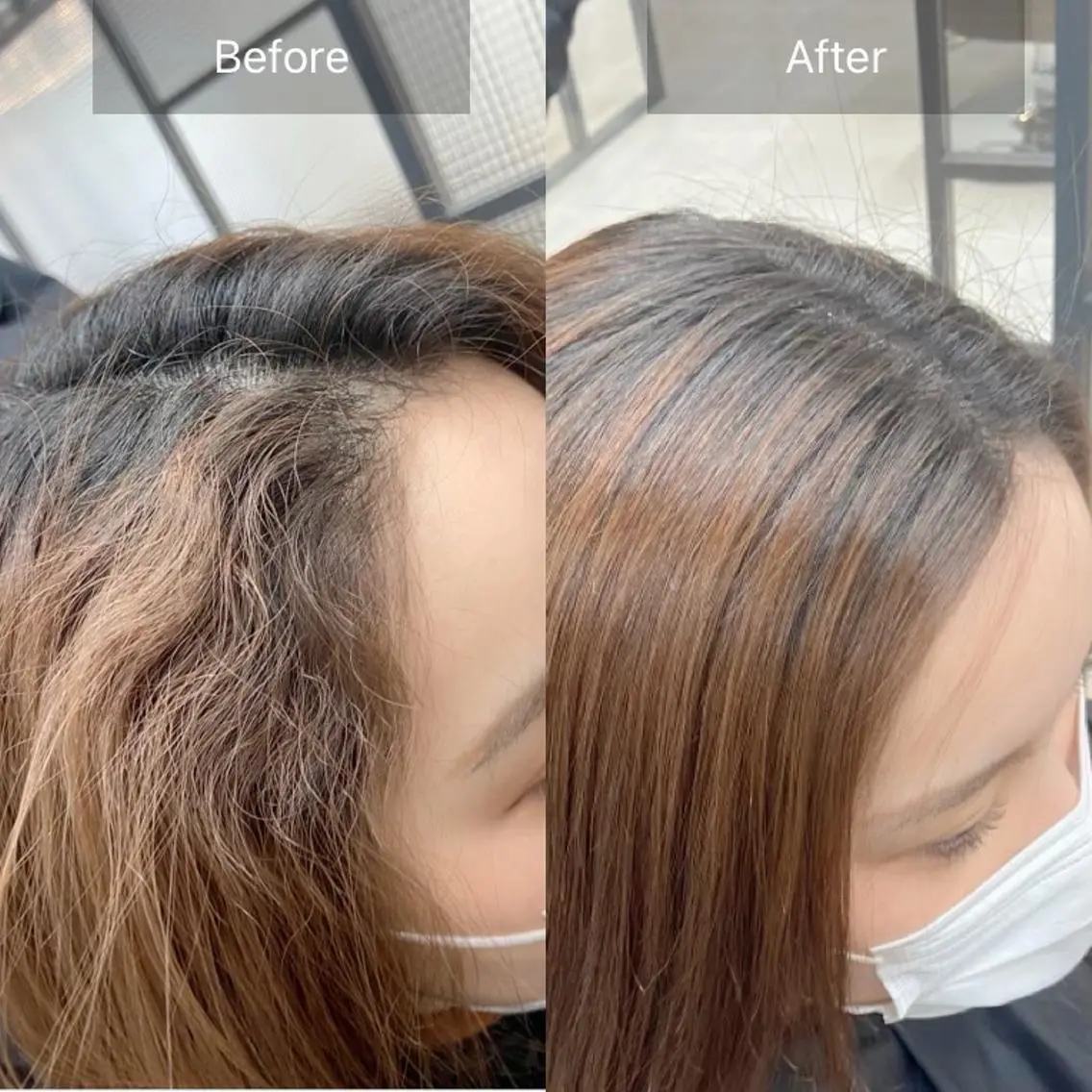 セミロング 縮毛矯正 コテ巻き風パーマ★ はるさんのヘアスタイル
