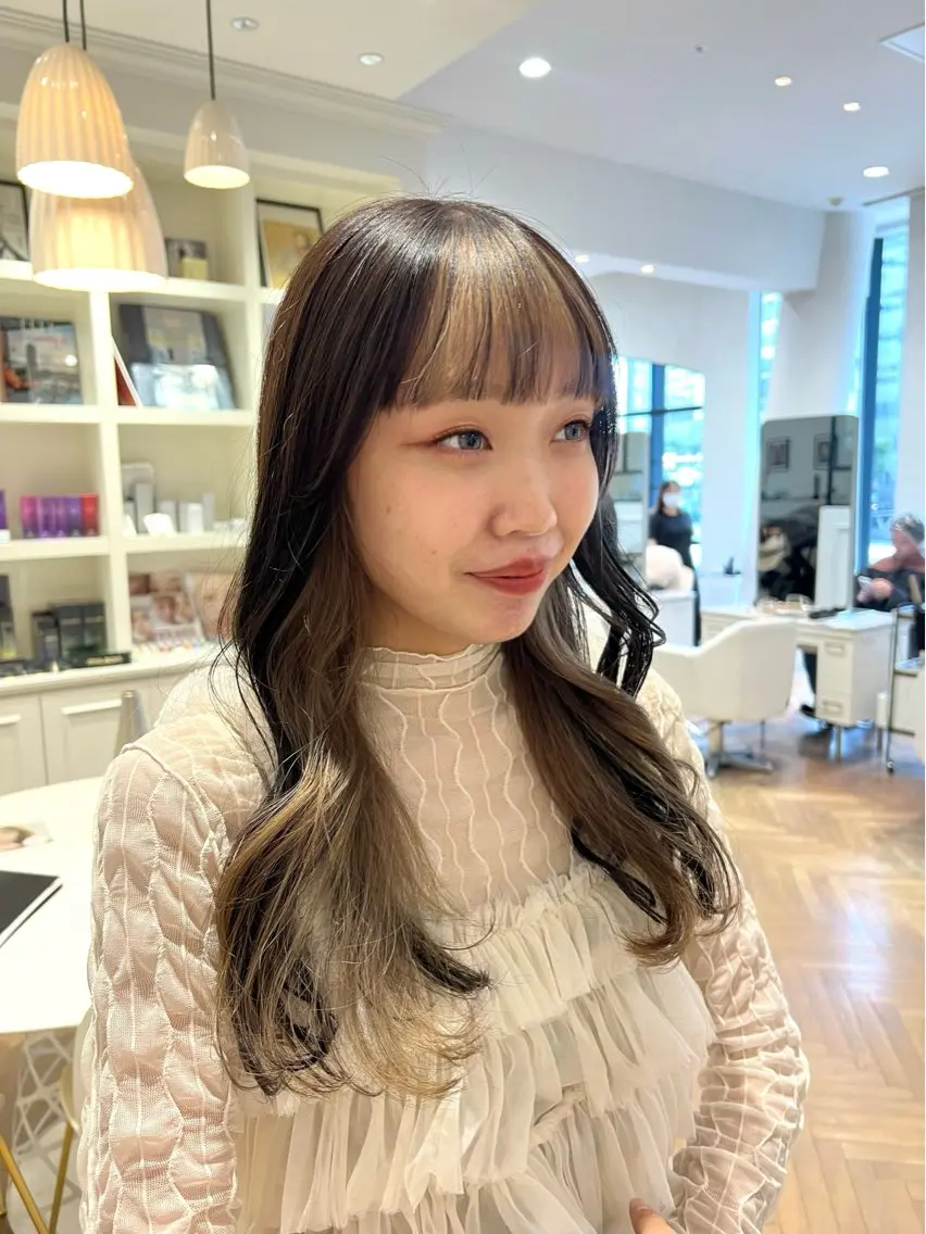 ロング カラー ミストバング フェイスフレーミング カット ヘアカラー 似合わせ/レイヤー 💟SAEのヘアスタイル