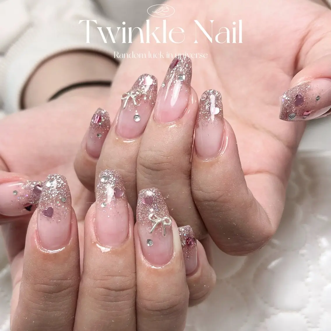 ネイル グラデーション ハート キラキラネイル ラメ(グリッター) ラメグラデーション Twinkle Nail Kuboのネイルデザイン